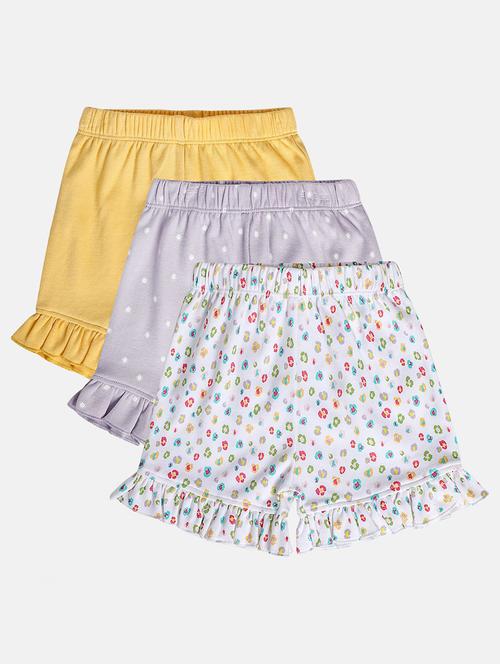 girls pack of 3 printed mid rise shorts - 22108411 - Very Small Image - 1