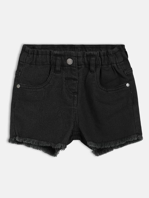 girls solid mid rise denim shorts - 22108423 - Very Small Image - 1