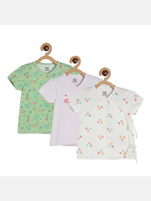 girls pack of 3 printed round neck top - 22108451 - Very Small Image - 1