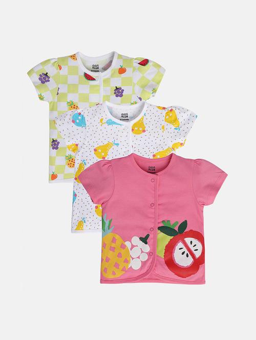 girls pack of 3 printed round neck top - 22108454 - Very Small Image - 1