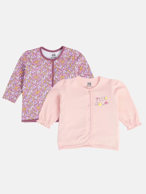 girls pack of 2 printed round neck top - 22108456 - Very Small Image - 1