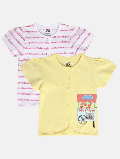 girls pack of 2 printed round neck top - 22108462 - Very Small Image - 1