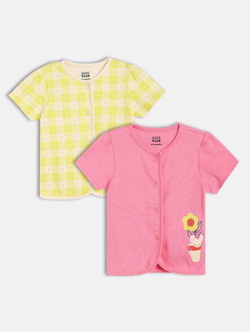 girls pack of 2 printed round neck top - 22108468 - Very Small Image - 1