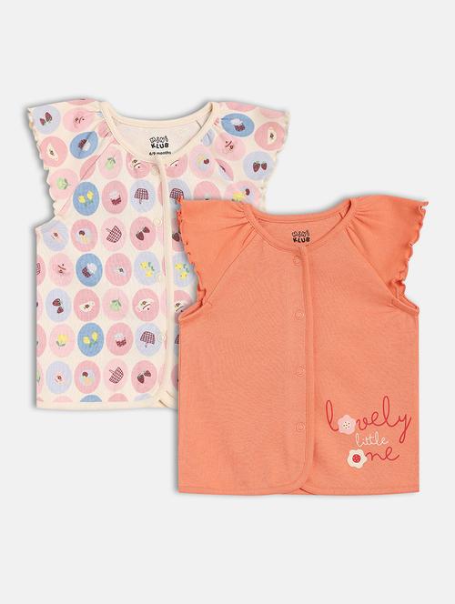 girls pack of 2 printed round neck top - 22108469 - Very Small Image - 1