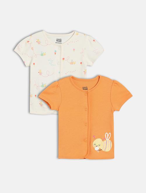 girls pack of 2 printed round neck top - 22108471 - Very Small Image - 1