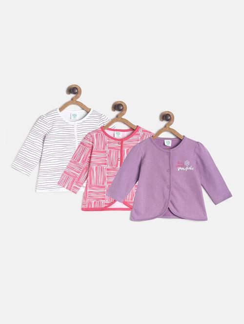 girls pack of 3 printed round neck top - 22108477 - Very Small Image - 1