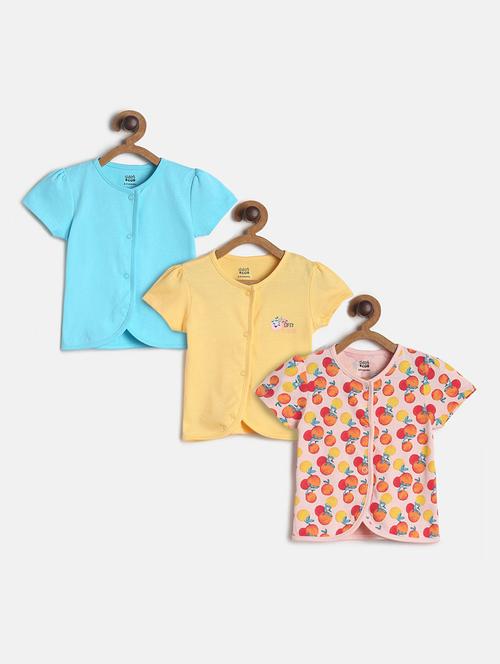 girls pack of 3 printed round neck top - 22108478 - Very Small Image - 1