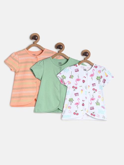 girls pack of 3 printed round neck top - 22108479 - Very Small Image - 1