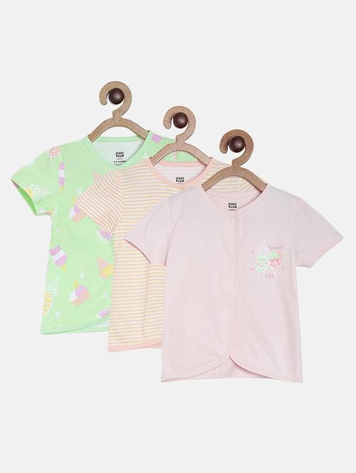 girls pack of 3 printed round neck top - 22108483 - Very Small Image - 1