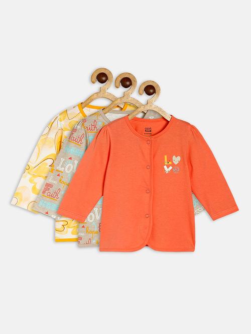 girls pack of 3 printed round neck top - 22108489 - Very Small Image - 1