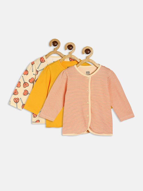 girls pack of 3 printed round neck top - 22108490 - Very Small Image - 1