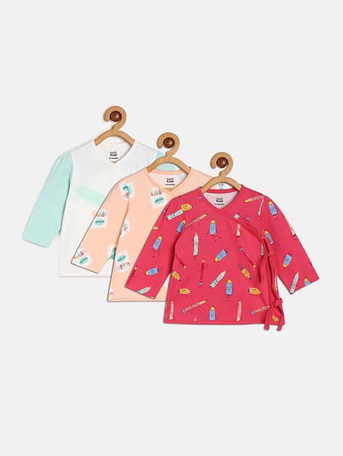 girls pack of 3 printed long sleeve top - 22108491 - Very Small Image - 1