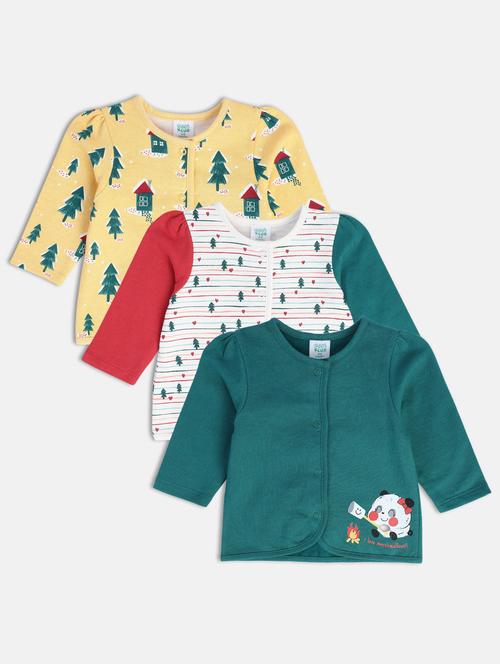 girls pack of 3 printed round neck top - 22108498 - Very Small Image - 1