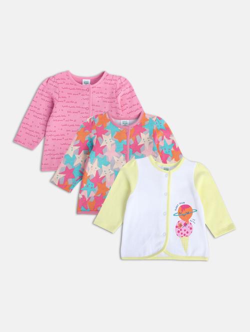 girls pack of 3 printed round neck top - 22108499 - Very Small Image - 1