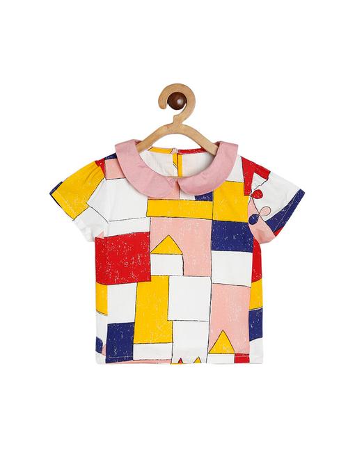 girls printed peter pan neck short sleeve top - 22108503 - Very Small Image - 1