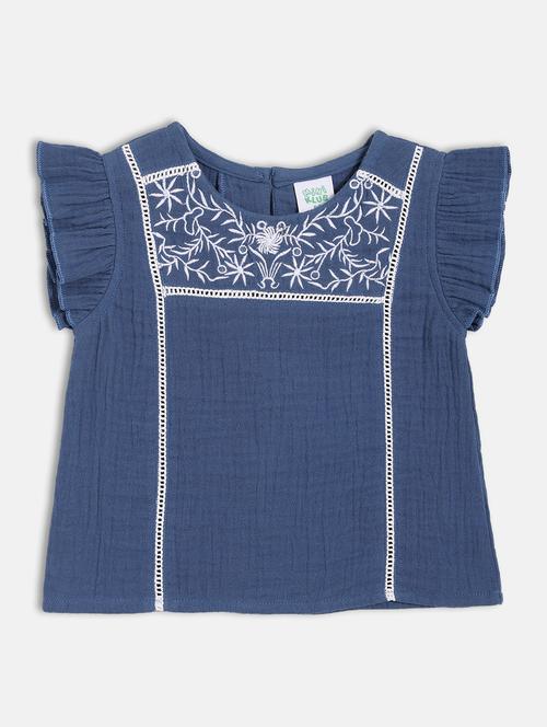 girls embroidered short sleeve top - 22108543 - Very Small Image - 1