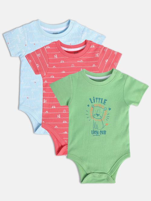 kids pack of 3 printed short sleeve romper - 22108724 - Very Small Image - 1