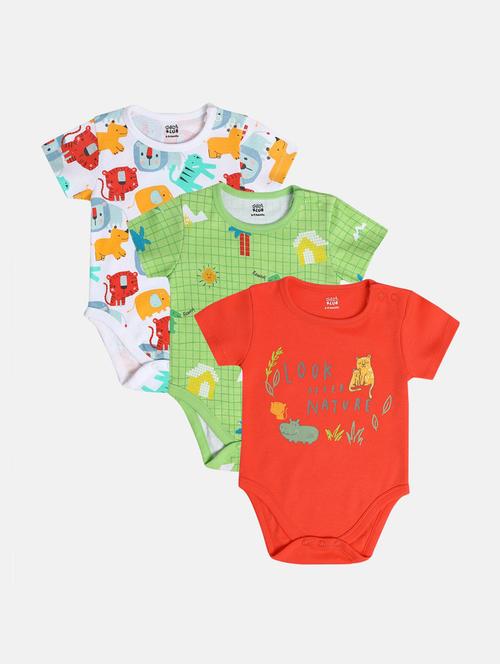 kids pack of 3 printed short sleeve romper - 22108734 - Very Small Image - 1