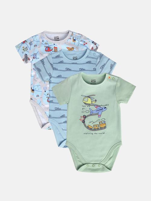 kids pack of 3 printed long sleeve onesies - 22108735 - Very Small Image - 1