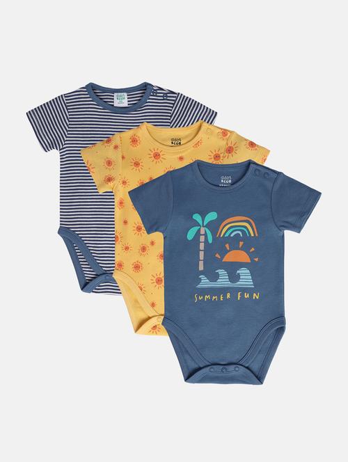 kids pack of 3 printed long sleeve onesies - 22108737 - Very Small Image - 1