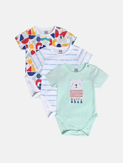 kids pack of 3 printed short sleeve onesies - 22108740 - Very Small Image - 1