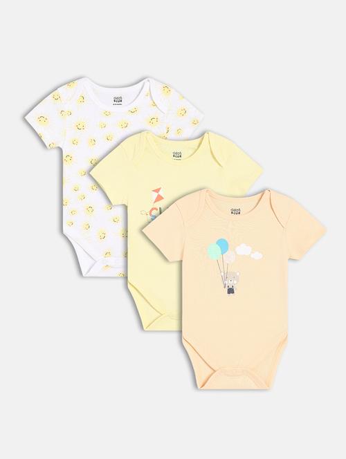 kids pack of 3 printed short sleeve onesies - 22108748 - Very Small Image - 1