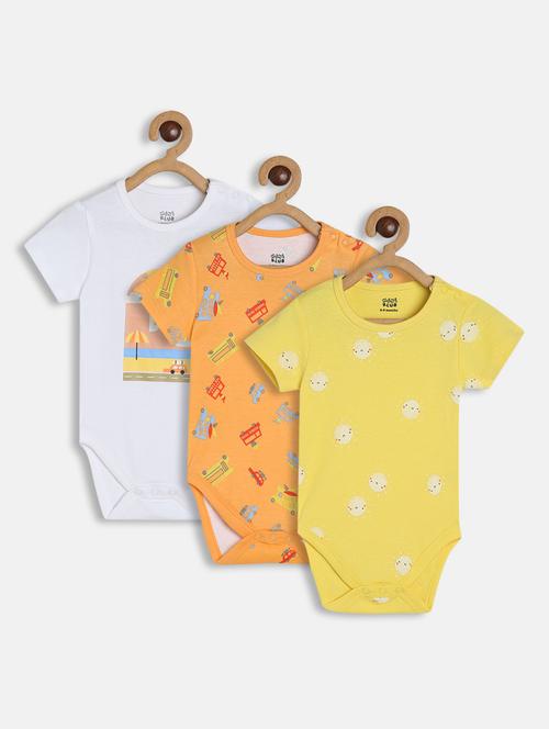 kids pack of 3 printed short sleeve onesies - 22108763 - Very Small Image - 1