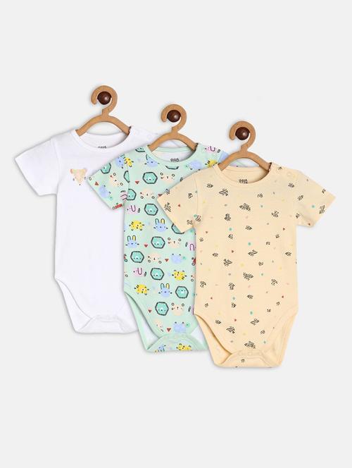 kids pack of 3 printed onesies - 22108764 - Very Small Image - 1