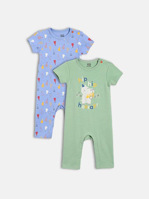 kids pack of 2 printed short sleeve romper - 22108795 - Very Small Image - 1