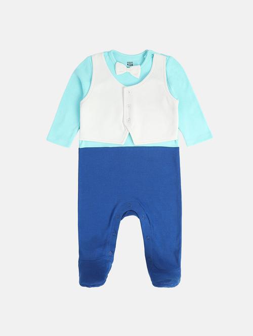 kids color blocked round neck onesies - 22108818 - Very Small Image - 1