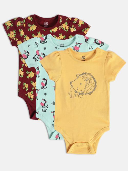 kids pack of 3 printed onesies - 22108850 - Very Small Image - 1