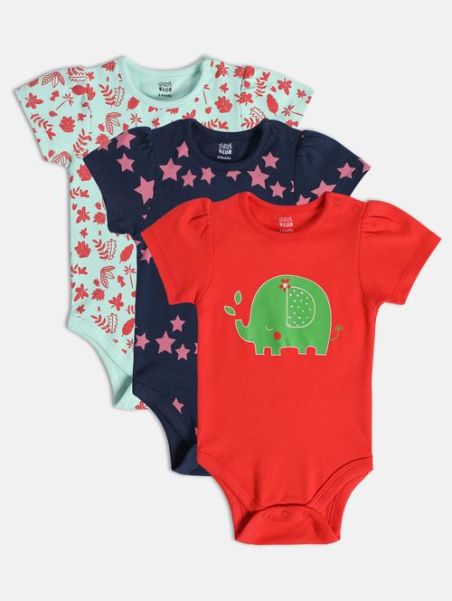 kids pack of 3 printed onesies - 22108851 - Very Small Image - 1