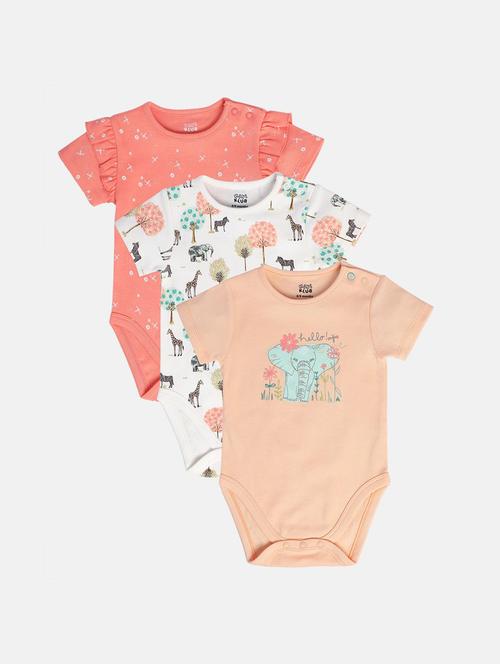 kids pack of 3 printed short sleeve onesies - 22108858 - Very Small Image - 1