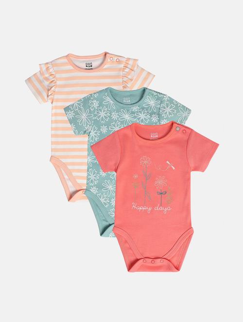 kids pack of 3 printed short sleeve onesies - 22108860 - Very Small Image - 1