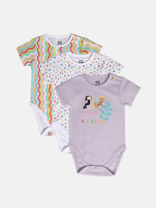 kids pack of 3 printed short sleeve onesies - 22108862 - Very Small Image - 1