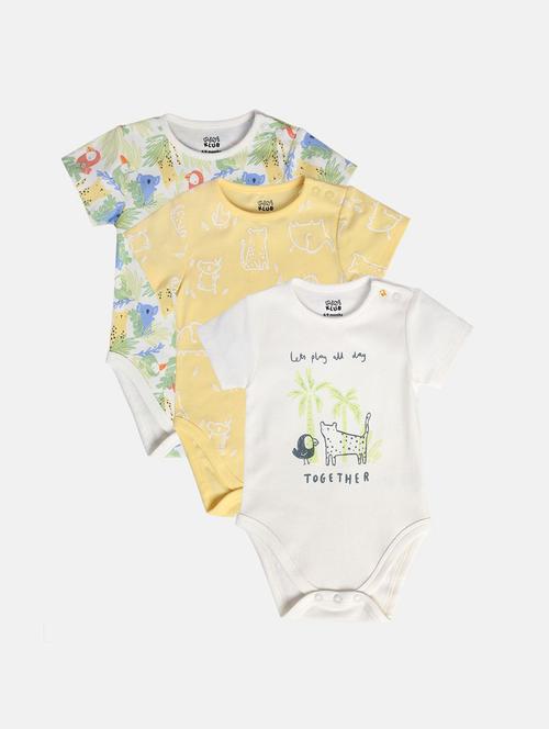 kids pack of 3 printed onesies - 22108863 - Very Small Image - 1