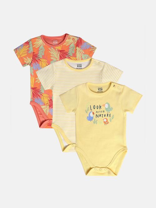 kids pack of 3 printed short sleeve onesies - 22108864 - Very Small Image - 1