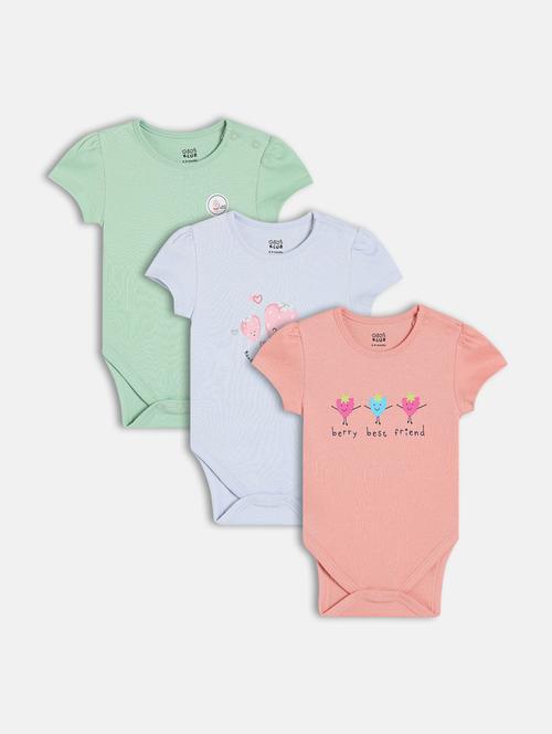 kids pack of 3 printed short sleeve onesies - 22108867 - Very Small Image - 1
