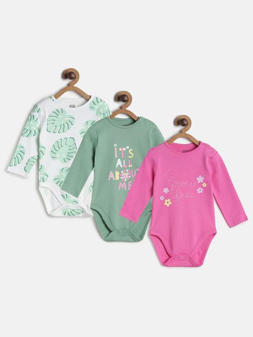 kids pack of 3 printed long sleeve onesies - 22108875 - Very Small Image - 1