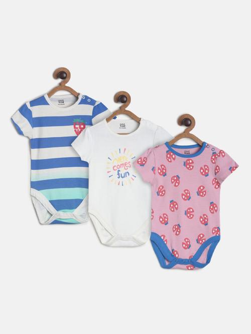 kids pack of 3 printed short sleeve onesies - 22108877 - Very Small Image - 1