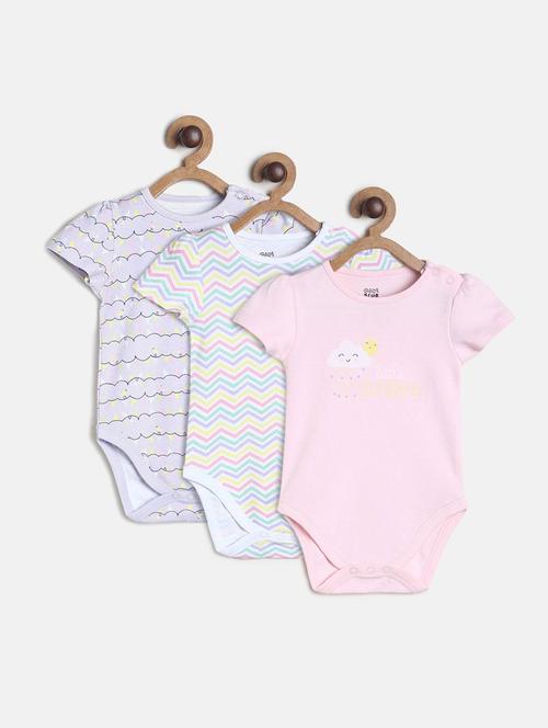 kids pack of 3 printed short sleeve onesies - 22108884 - Very Small Image - 1