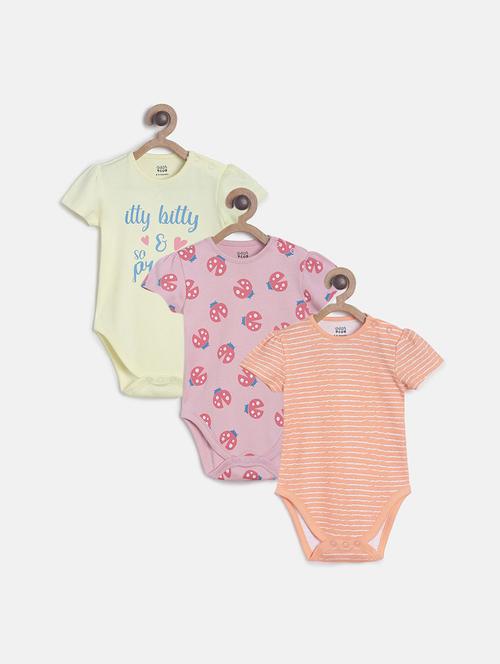 kids pack of 3 printed short sleeve onesies - 22108885 - Very Small Image - 1