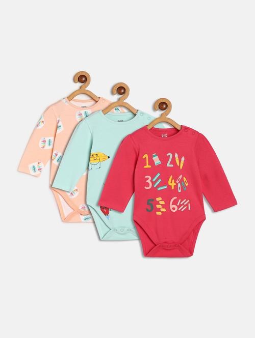 kids pack of 3 printed long sleeve onesies - 22108889 - Very Small Image - 1