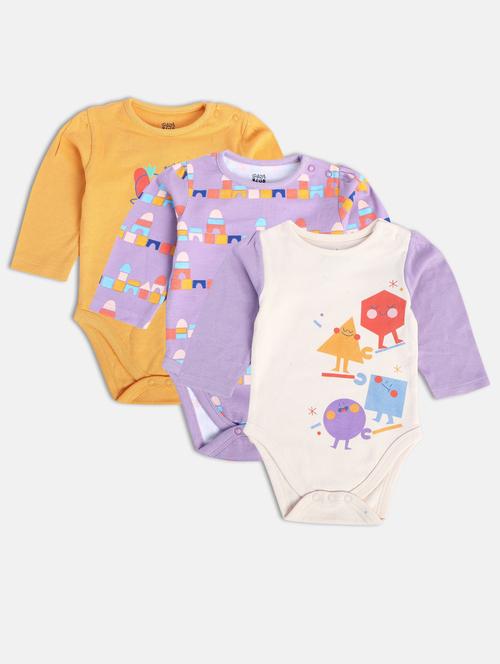 kids pack of 3 printed short sleeve onesies - 22108891 - Very Small Image - 1