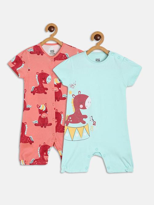 kids pack of 2 printed romper - 22108925 - Very Small Image - 1