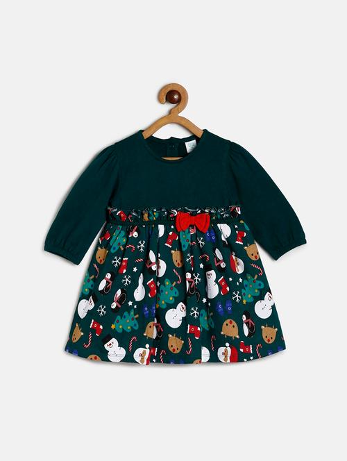 girls printed round neck frock - 22109163 - Very Small Image - 1