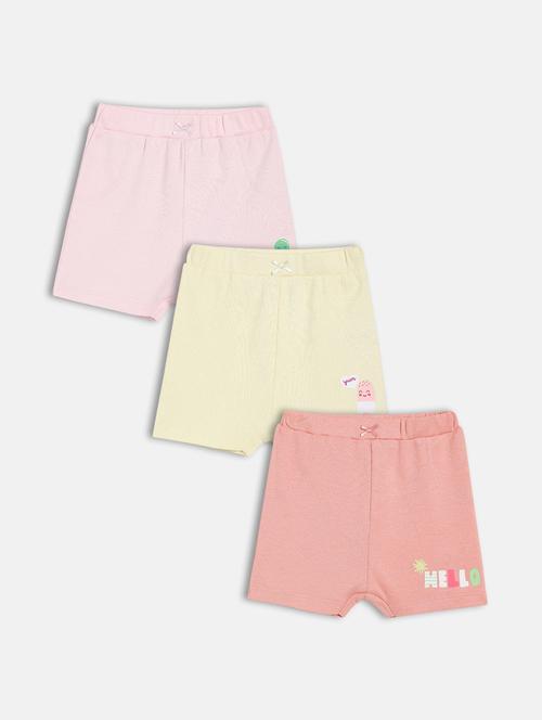 girls pack of 3 solid mid rise shorts - 22109187 - Very Small Image - 1