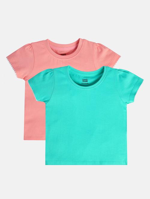 girls pack of 2 solid round neck tee - 22109210 - Very Small Image - 1