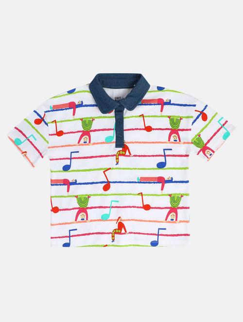 white cotton front print tee - 22109225 - Very Small Image - 1