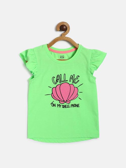 girls printed round neck tee - 22109307 - Very Small Image - 1